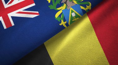 Pitcairn Adaları ve Belçika iki bayrak tekstil kumaşı, kumaş dokusu 