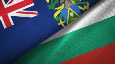 Pitcairn Adaları ve Bulgaristan iki bayrak tekstil kumaşı, kumaş dokusu 