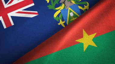Pitcairn Adaları ve Burkina Faso iki bayrak tekstil kumaşı, kumaş dokusu 