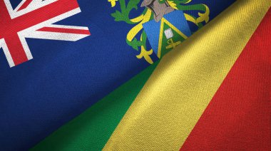 Pitcairn Adaları ve Kongo iki bayraklı kumaş, kumaş dokusu 