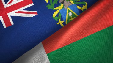 Pitcairn Adaları ve Madagaskar iki bayrak tekstil kumaşı, kumaş dokusu