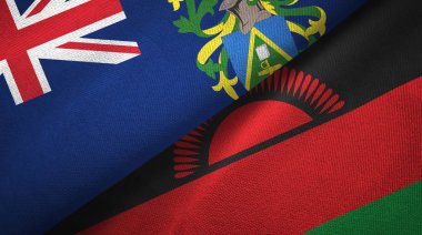 Pitcairn Adaları ve Malawi iki bayrak tekstil kumaşı, kumaş dokusu