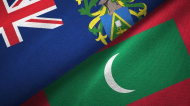 Pitcairn Adaları ve Maldivler iki bayrak tekstil kumaşı, kumaş dokusu