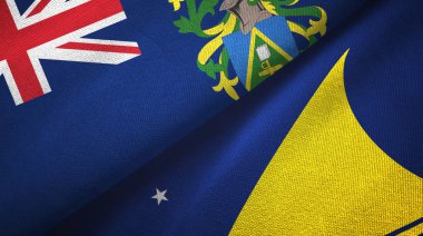 Pitcairn Adaları ve Tokelau iki bayrak tekstil kumaşı, kumaş dokusu