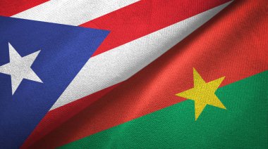 Porto Riko ve Burkina Faso iki bayraklı kumaş, kumaş dokusu 