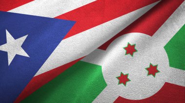 Porto Riko ve Burundi iki bayraklı kumaş, kumaş dokusu 