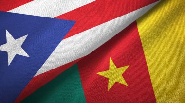 Porto Riko ve Kamerun iki bayraklı kumaş, kumaş dokusu 