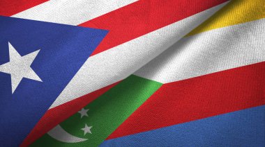 Porto Riko ve Komoros iki bayraklı kumaş, kumaş dokusu