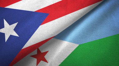 Porto Riko ve Cibuti iki bayraklı kumaş, kumaş dokusu