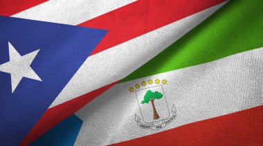Porto Riko ve Ekvator Ginesi iki bayrak tekstil kumaşı, kumaş dokusu