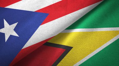 Porto Riko ve Guyana iki bayraklı kumaş, kumaş dokusu