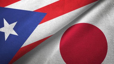 Porto Riko ve Japonya iki bayraklı kumaş, kumaş dokusu