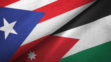 Porto Riko ve Ürdün iki bayraklı kumaş, kumaş dokusu