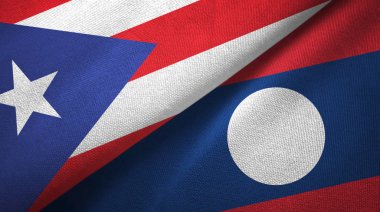 Porto Riko ve Laos iki bayraklı kumaş..