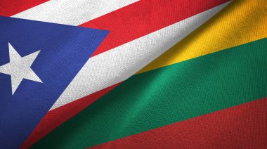 Porto Riko ve Litvanya iki bayrak tekstil kumaşı, kumaş dokusu