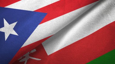 Porto Riko ve Umman iki bayraklı kumaş, kumaş desenli.