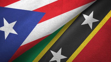 Porto Riko ve Saint Kitts ve Nevis iki bayraklı kumaş, kumaş dokusu