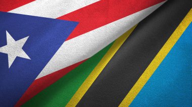 Porto Riko ve Tanzanya iki bayraklı kumaş, kumaş dokusu