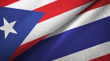 Porto Riko ve Tayland iki bayraklı kumaş, kumaş dokusu