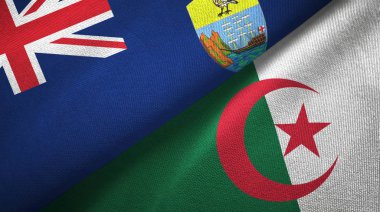 Saint Helena ve Cezayir iki bayrak tekstil kumaşı, kumaş dokusu 