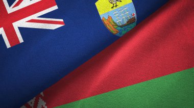 Saint Helena ve Belarus iki bayraklı kumaş, kumaş dokusu 