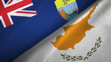 Saint Helena ve Kıbrıs Rum Kesimi iki bayrak tekstil kumaşı, kumaş dokusu