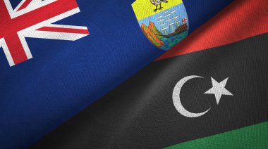 Saint Helena ve Libya iki bayrak tekstil kumaşı, kumaş dokusu