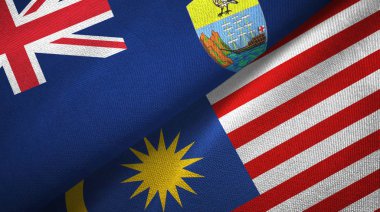 Saint Helena ve Malezya iki bayrak tekstil kumaşı, kumaş dokusu