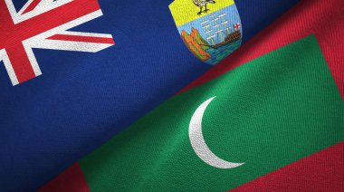 Saint Helena ve Maldivler iki bayrak tekstil kumaşı, kumaş dokusu