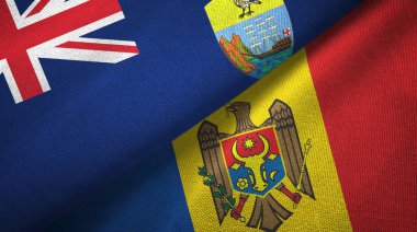 Saint Helena ve Moldova iki bayrak tekstil kumaşı, kumaş dokusu