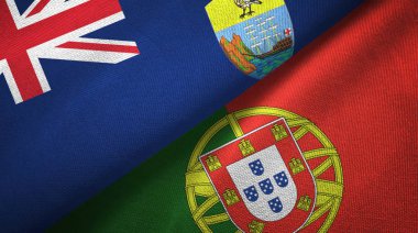 Saint Helena ve Portekiz iki bayrak tekstil kumaşı, kumaş dokusu