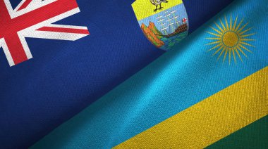 Saint Helena ve Ruanda iki bayraklı kumaş, kumaş desenli