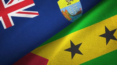 Saint Helena ve Sao Tome ve Principe iki bayrak tekstil kumaşı, kumaş dokusu