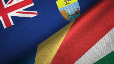 Saint Helena ve Seyşeller iki bayraklı kumaş, kumaş dokusu