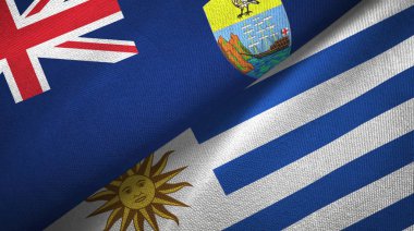 Saint Helena ve Uruguay iki bayraklı kumaş, kumaş dokusu