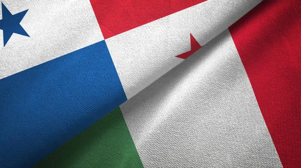 Panama en Italië twee vlaggen textiel doek, stof textuur — Stockfoto