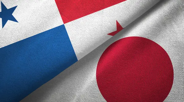 Panama ve Japonya iki bayrak tekstil kumaşı, kumaş dokusu