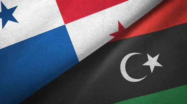 Panama ve Libya iki bayrak tekstil kumaşı, kumaş dokusu