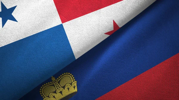 Panama a Lichtenštejnsko dvě vlajky textilní tkaniny, textura tkaniny — Stock fotografie