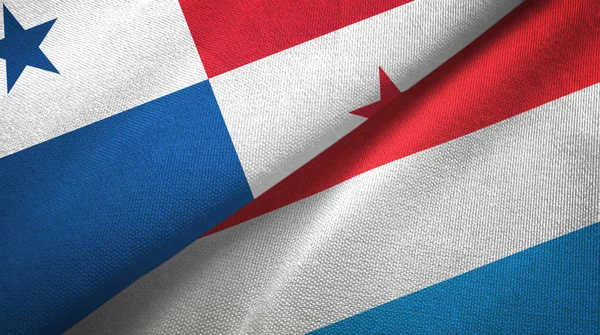 Panama e Lussemburgo due bandiere tessuto, tessitura tessuto — Foto Stock