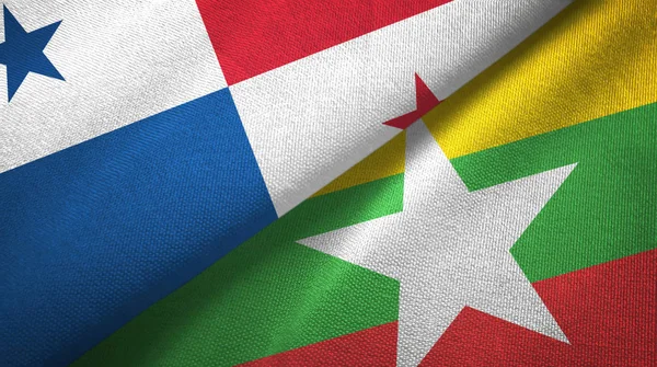 Panama ve Myanmar iki bayraklı kumaş, kumaş dokusu