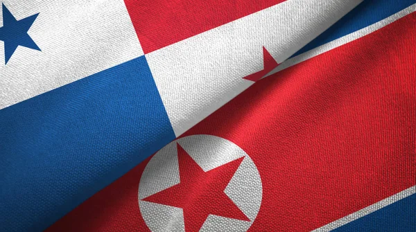 Panama and North Korea two flags textile cloth, fabric texture — Stock Photo, Image