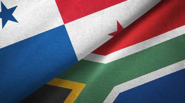 Panama and South Africa two flags textile cloth, fabric texture — стокове фото