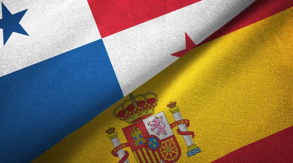 Panama ve İspanya iki bayrak tekstil kumaşı, kumaş dokusu