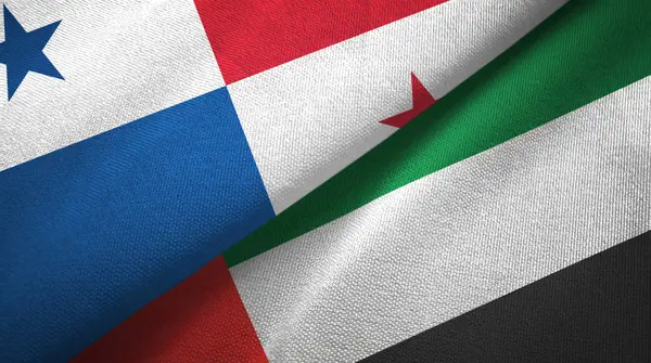 Panama en de Verenigde Arabische Emiraten twee vlaggen textiel doek, stof textuur — Stockfoto