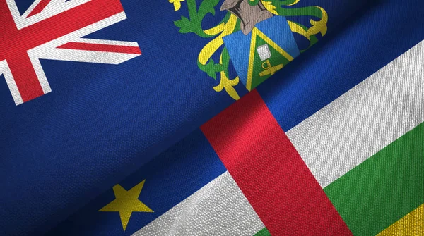 Pitcairn Islands e Repubblica Centrafricana tessuto a due bandiere texture — Foto Stock
