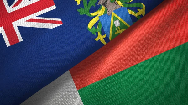Pitcairn Adaları ve Madagaskar iki bayrak tekstil kumaşı, kumaş dokusu
