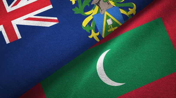 Pitcairn Adaları ve Maldivler iki bayrak tekstil kumaşı, kumaş dokusu