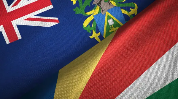 Pitcairn Adaları ve Seyşeller iki bayraklı tekstil kumaşı, kumaş dokusu