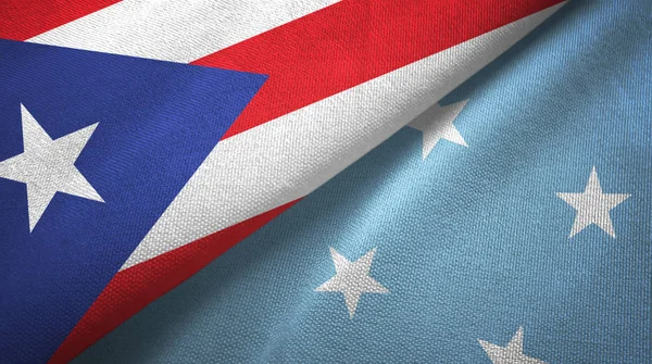 Porto Riko ve Mikronezya iki bayraklı kumaş, kumaş dokusu — Stok fotoğraf